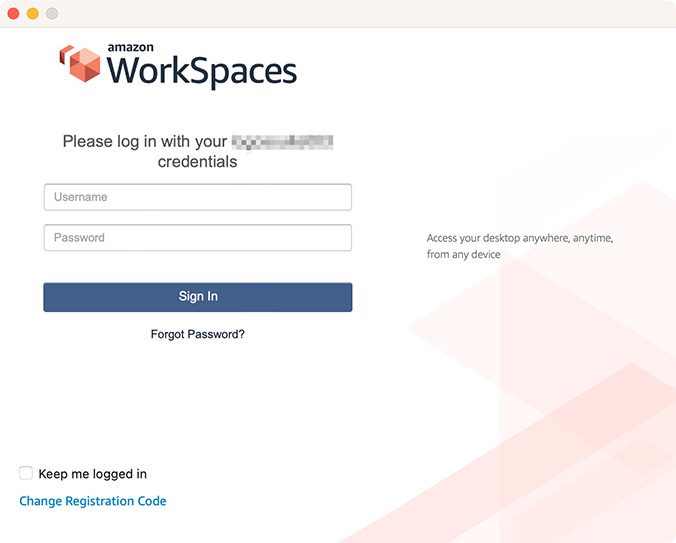 WorkSpacesのログイン画面