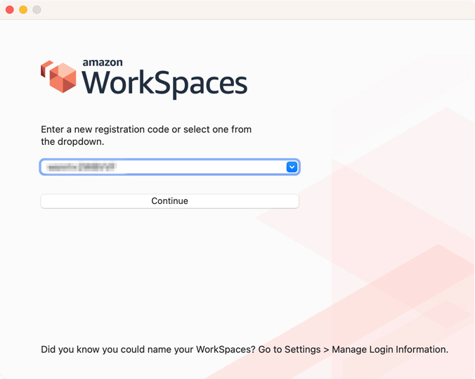 WorkSpacesのログイン画面